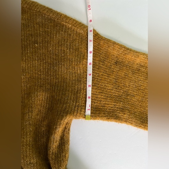 Oversized Tunic Sweater Dress Mustard Deep V-Neck Slouchy Boho - Picture 7 of 12